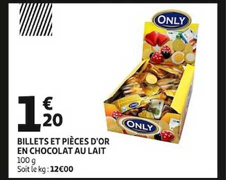 billets et pièces d'or en chocolat au lait