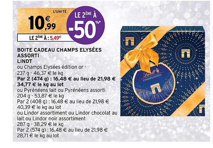 boîte cadeau champs élysées assorti lindt