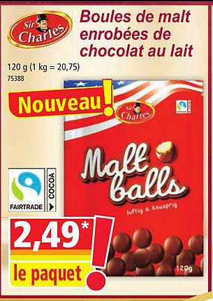 boules de alt enrobées de chocolat au lait sir charles