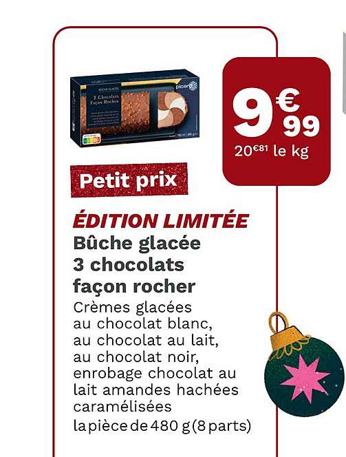 bûche glacée 3 chocolats façon rocher