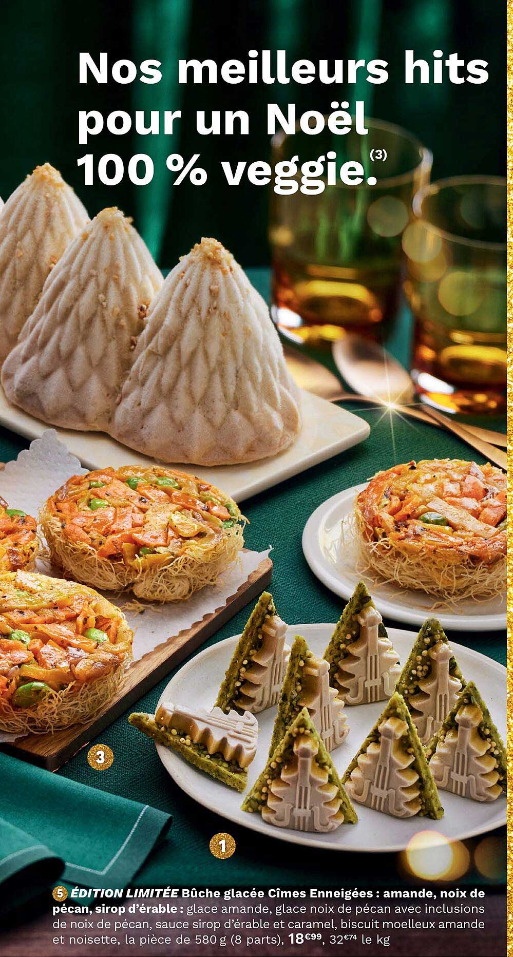 bûche glacée cimes enneigées : amande, noix de pécan, sirop d'érable