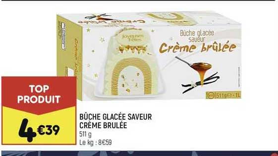 bûche glacée saveur crème brulée