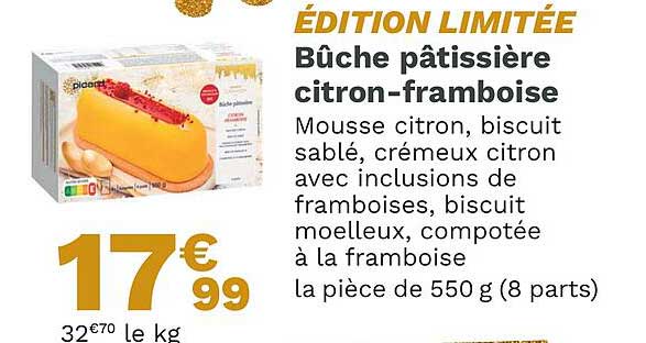 bûche pâtissière citon-framboise