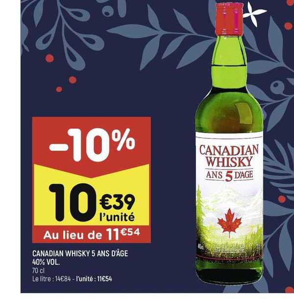 canadian whisky 5 ans d'âge 40% vol.