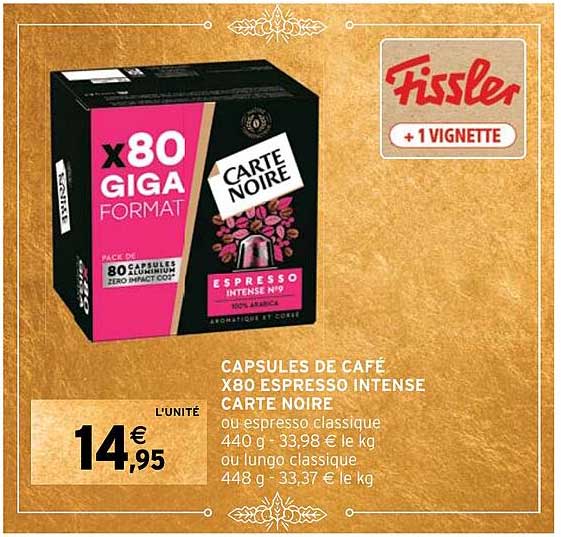 capsules de cafe x80 espresso intense carte noire