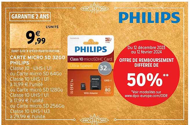 carte micro sd 32go philips