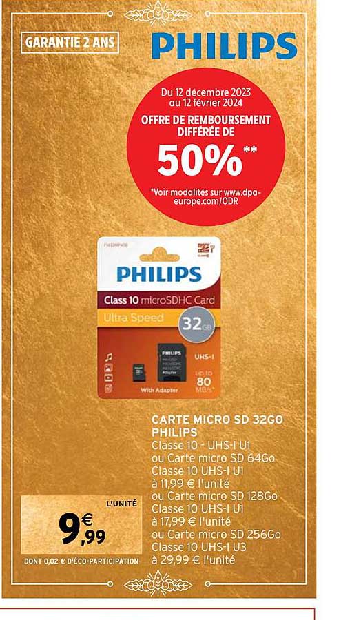 carte micro sd 32go philips