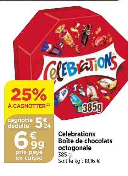 celebrations boîte de chocolats octogonale