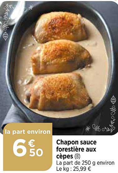 chapon sauce forestière aux cèpes