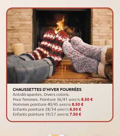 chaussettes d'hiver fourrées