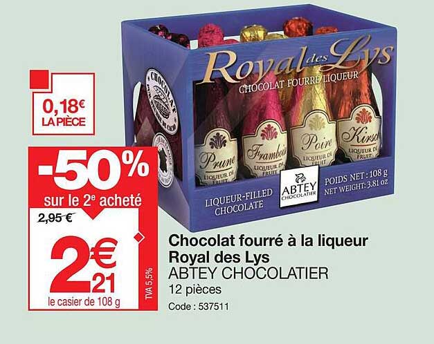 chocolat fourré à la liqueur royal des lys abtey chocolatier