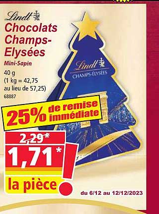 chocolats champs-élysées mini-sapin lindt