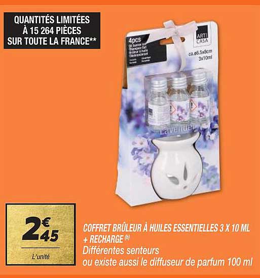 coffret brûleur à huiles essentielles 3x 10 ml + recharge