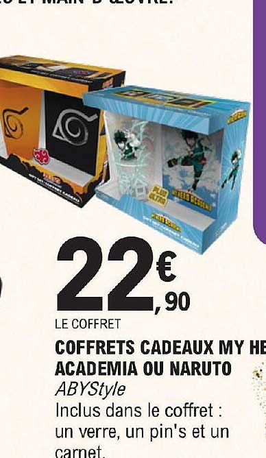 coffrets cadeaux my hero academia ou naruto