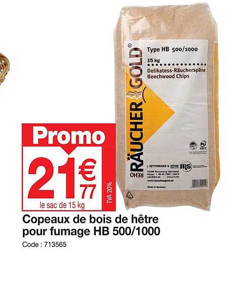 copeaux de bois de hêtre pour fumage hb 500/1000