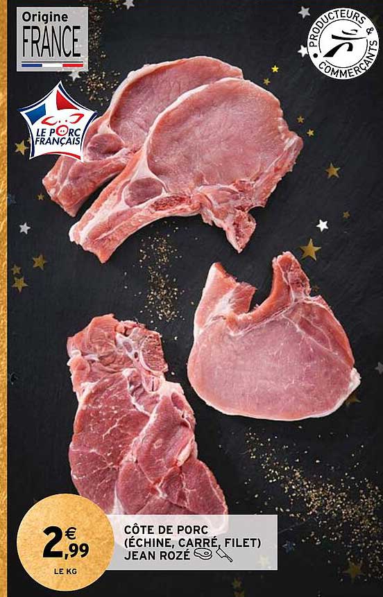 côte de porc (échine, carré, filet) jean rozé