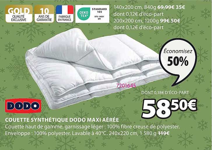 couette synthétique dodo maxi aérée