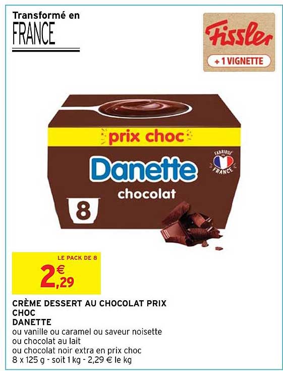 creme  dessert au chocolat prix choc  danette