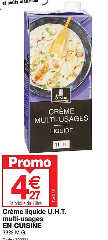 crème liquide u.h.t. multi-usages en cuisine