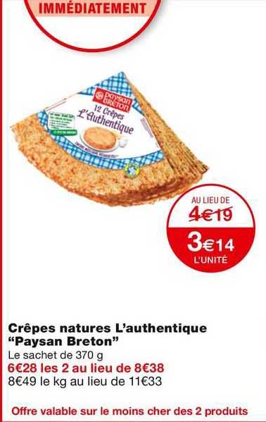 crepes natures l'authentique "paysan breton"