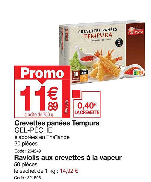 crevettes panées tempura gel-pêche