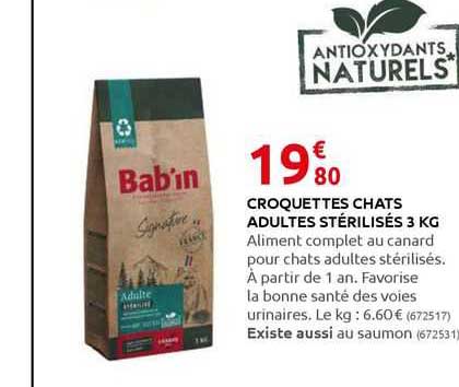 croquettes chats adultes stérilisés 3kg