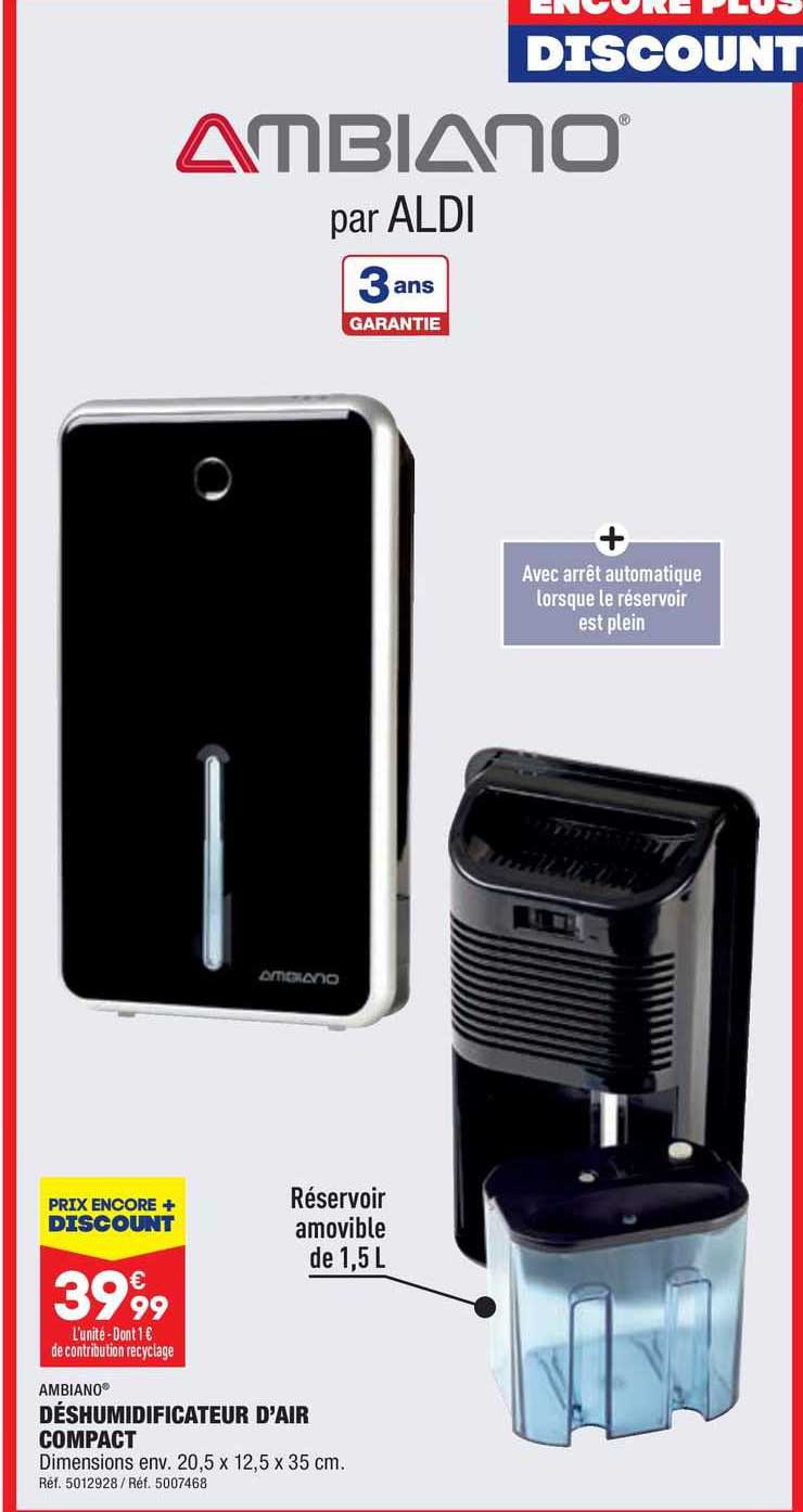 déshumidificateur d'air compact ambiano