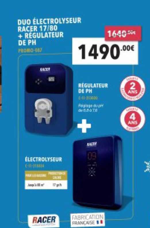 duo électrolyseur racer 17/80 + régulateur de ph