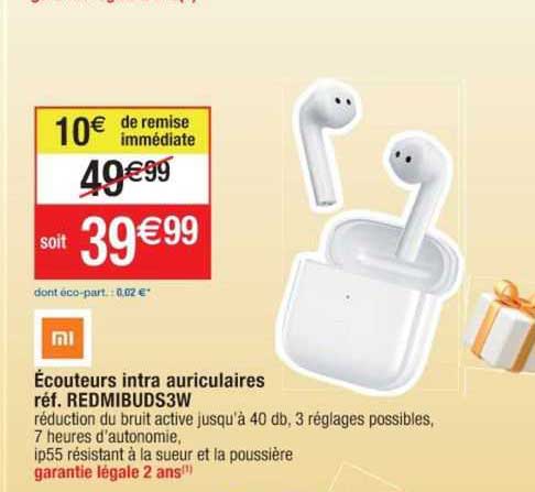 écouteurs intra auriculaires redmibuds3w xiaomi