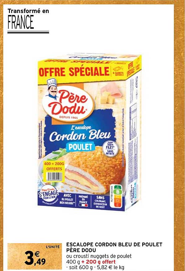 escalope cordon bleu de poulet père dodu
