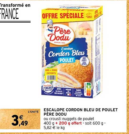 escalope cordon bleu de poulet père dodu