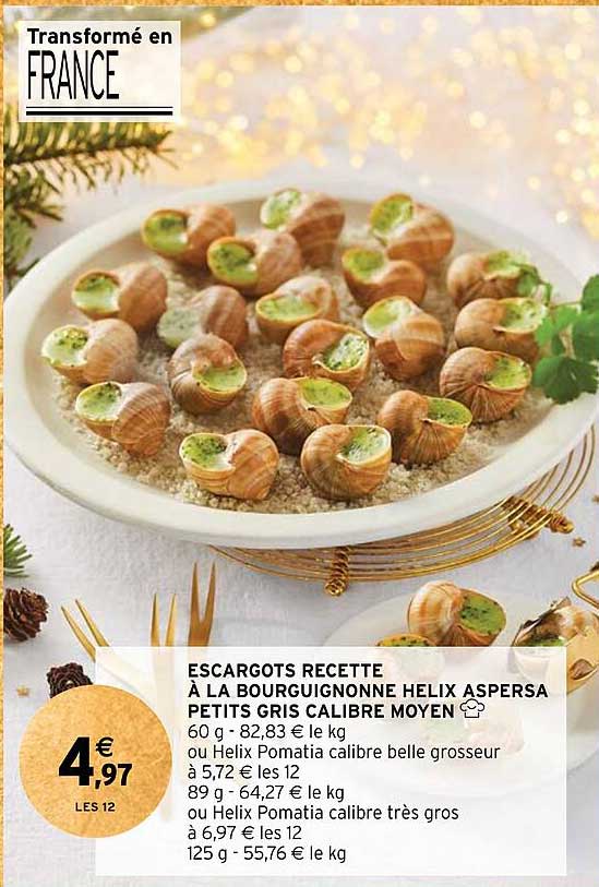 escargots recette à la bourguignonne helix aspersa petits gris calibre moyen