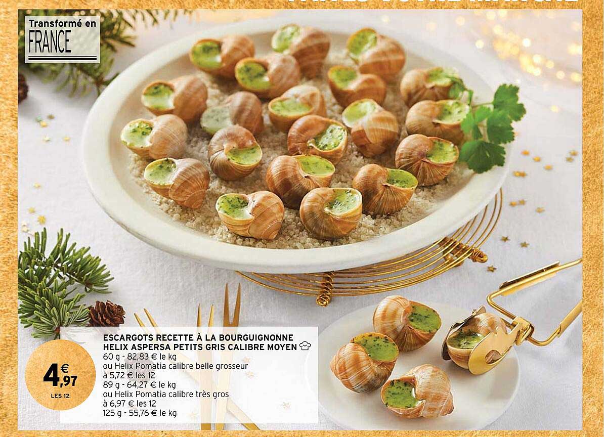 escargots recette à la bourguignonne helix aspersa petits gris calibre moyen