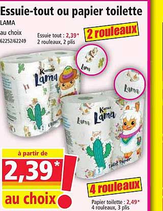 essuie-tout ou papier toilette lama