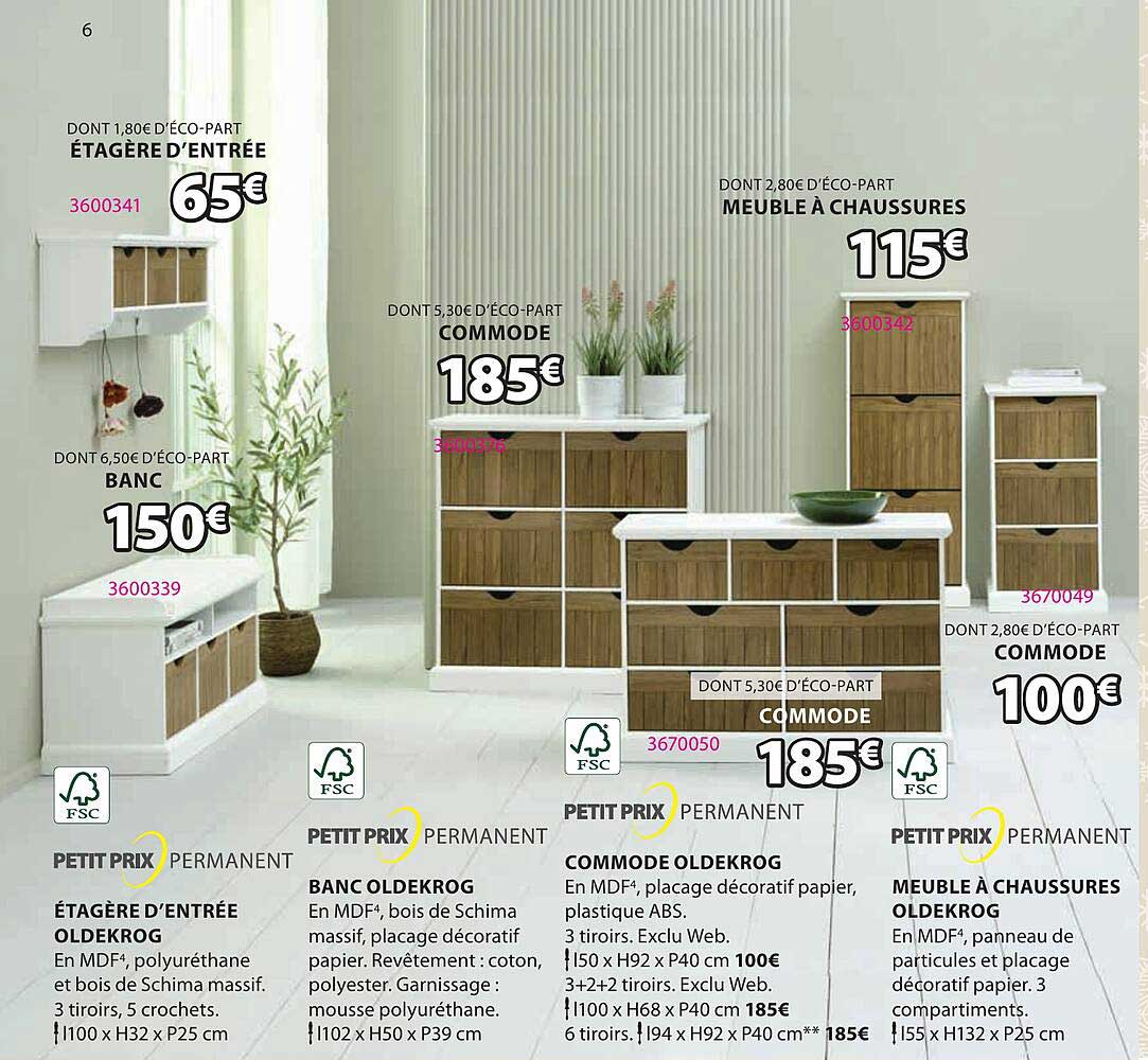 étagère d'entrée oldekrog, banc oldekrog, commode oldekrog, meuble à chaussures oldekrog