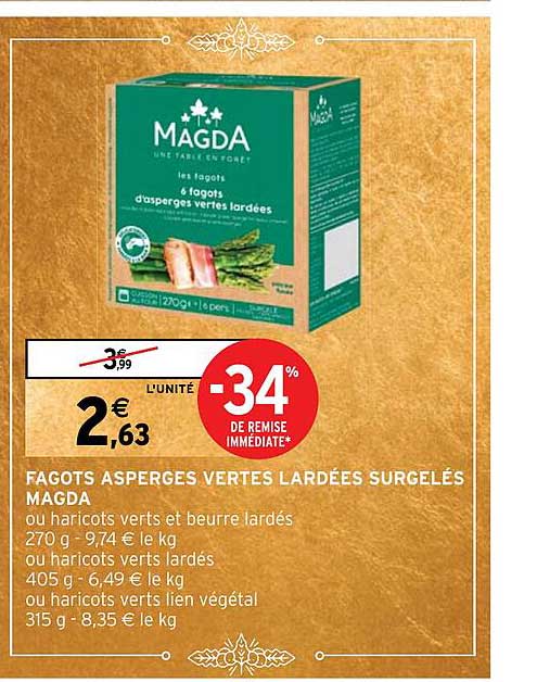 fagots asperges vertes lardées surgelés magda