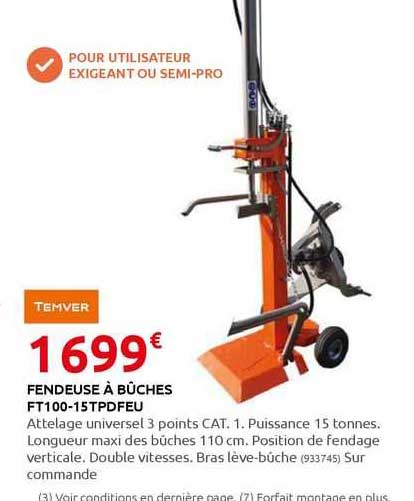 fendeuse à bûches ft100-15tpdfeu