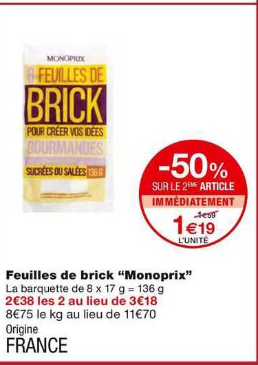 feuilles de brick "monoprix"