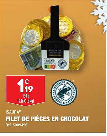 filet de pièces en chocolat isaura