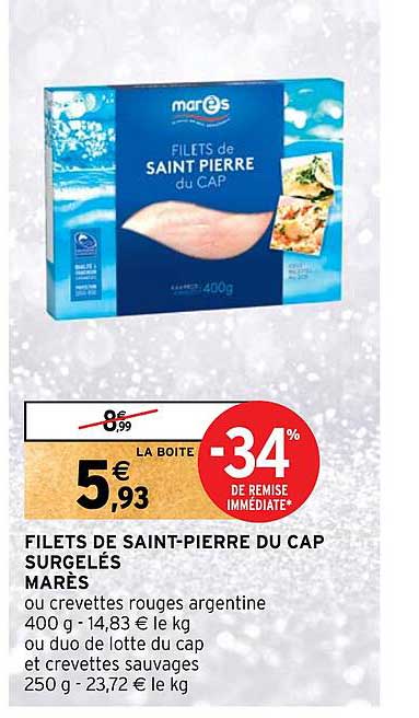 filets de saint-pierre du cap surgelés marès