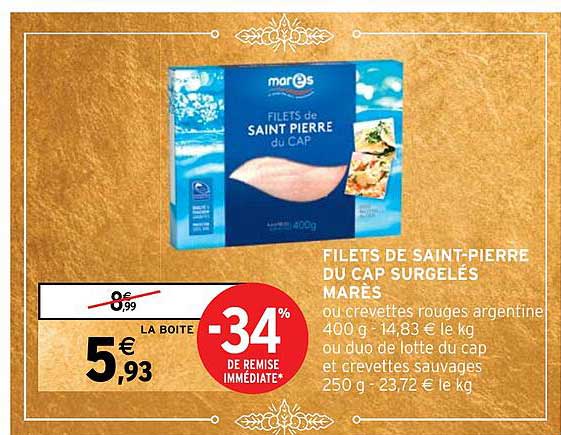 filets de saint-pierre du cap surgeles mares