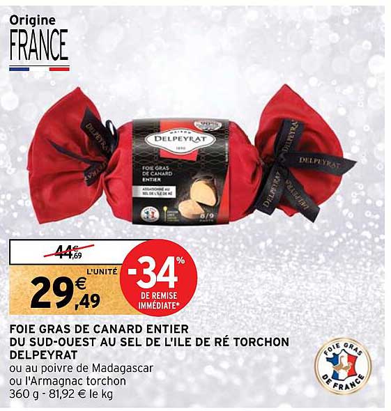 foie gras de canard entier du sud-ouest au sel de l'ile de ré torchon delpeyrat