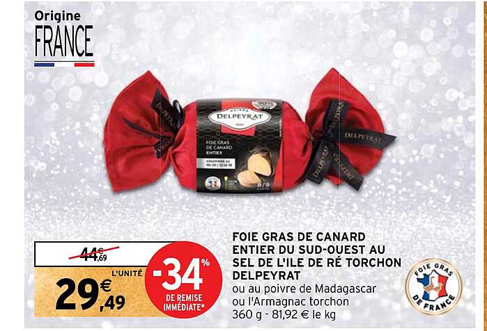 foie gras de canard entier du sud-ouest au sel de l'ile de ré torchon delpeyrat
