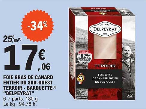 foie gras de canard entier du sud-ouest terroir-barquette "delpeyrat"
