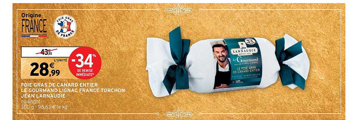 foie gras de canard entier le gourmand lignac france torchon jean larnaudie