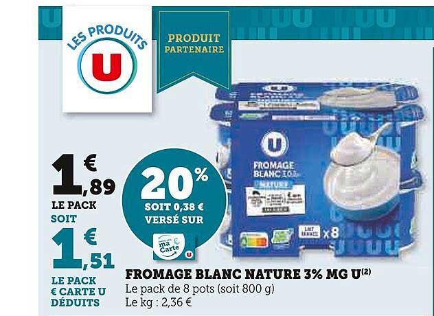 Fromage Blanc Nature 3% Mg U