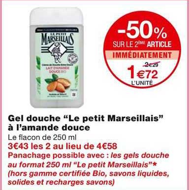 gel douche "le petit marseillais" a l'amande douce