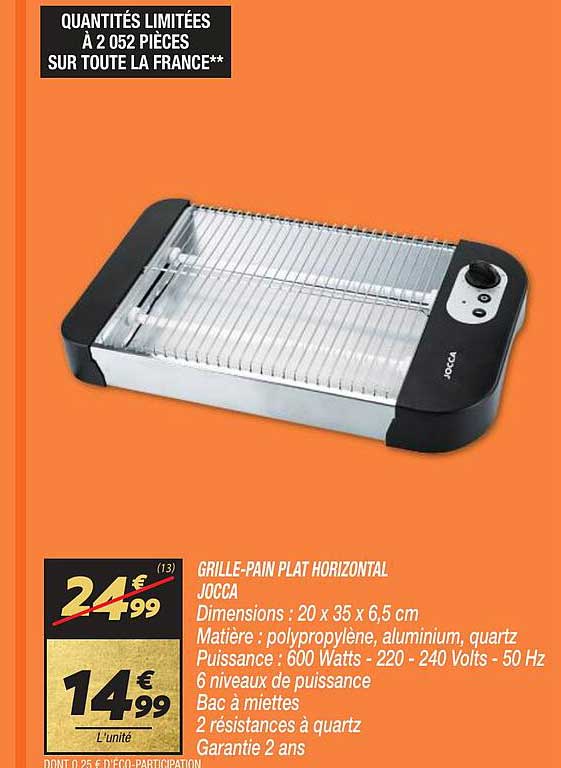 grille-pain plat horizontal jocca