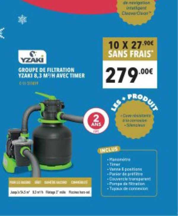 groupe de filtration yzaki 8.3 m3/h avec timer
