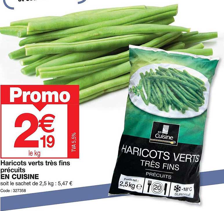 haricots verts très fins précuits en cuisine
